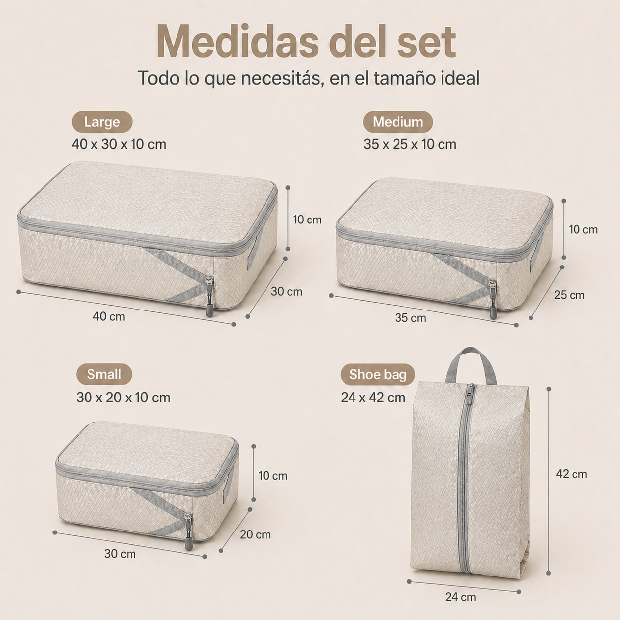 Set de Organizadores de Valija con Compresión (Packing Cubes para Viaje)